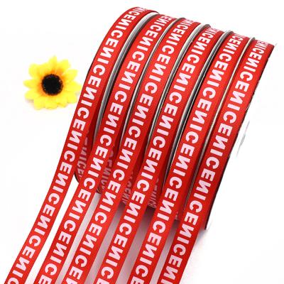 China Wholesale Custom Logo NICE Recyled 3/4 inch 2 cm Polyester Red Grosgrain Ribbon Printed Letters for sale