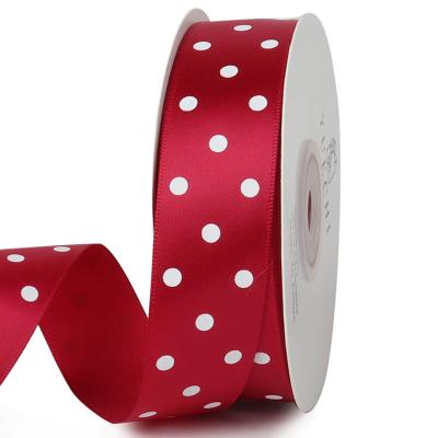 China Wholesale Recyled 1.5 Inch 38 Mm Polyester Printed Polka Dots Satin Ribbon For Gift Package for sale