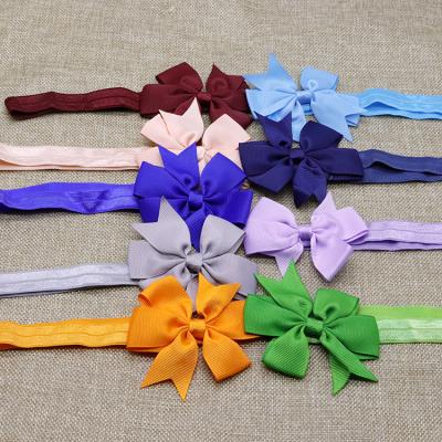 China European and American style ready to ship wholesale baby hair accessory 20 colors hair grosgrain ribbon bow with elastic band for sale