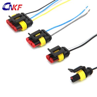 China Tyco Amp 1.5 series 1pin 2pin 3pin 4pin 5pin 6pin automotive waterproof harness with 30cm line in stock for sale