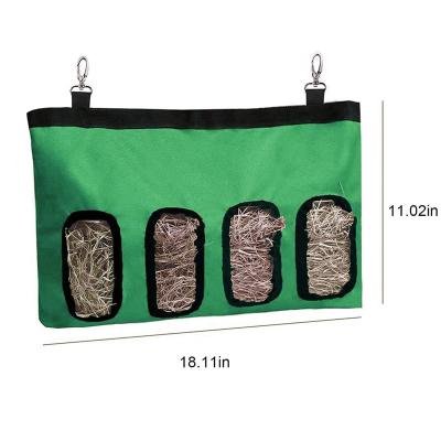 China Four Holes Dropshipping Rabbit Hay Feeder 4 Hole Bunny Hay Bale Hay Grass Storage Viable Bag With Hook Feeder Hanging Animal Bag for sale