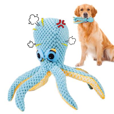 China High Quality Interactive Squeaky Octopus Plush Pet Viable Hot Selling Golden Toy for sale