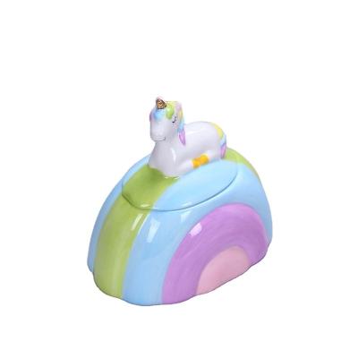 China Kitchen Sustainable Storage Unicorn Ceramic Jars For Food Candy Jar Decoration Ceramic Cookie Container for sale