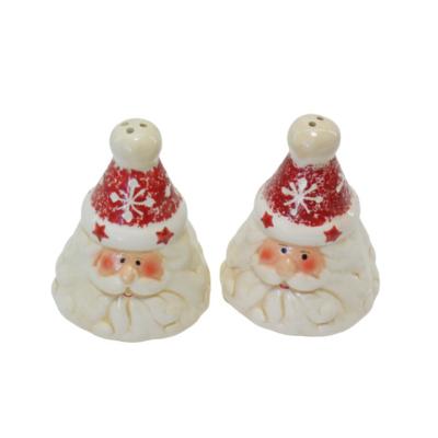 China Star Design Sustainable Custom Ceramic Santa Salt And Pepper Shaker With Hand Printing for sale