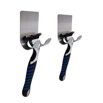 China Self Adhesive Stainless Steel Wall Hook Razor Stand Self Adhesive Razor Holder For Bathroom for sale