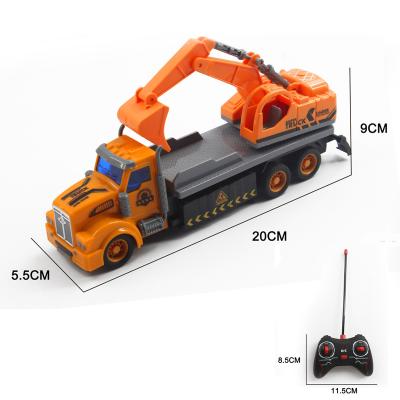 China With Light Effect 20CM Radio Control 4CH Trucks With Digger Digshell Shovel Excavator Boys Favorite RC Trucks for sale