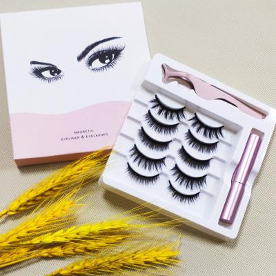 China 5 Magnets Customized Logo Magnet Eyelashes Magnetic False Eyelashes Magnetic Eyeliner With Magnetic Eyelashes for sale