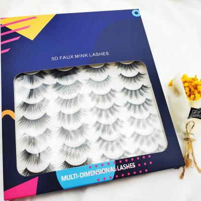 China Natural Long 20 Pairs Lashes 3D Mink Lashes Private Label 20mm 18mm Mink Lashes Set for sale