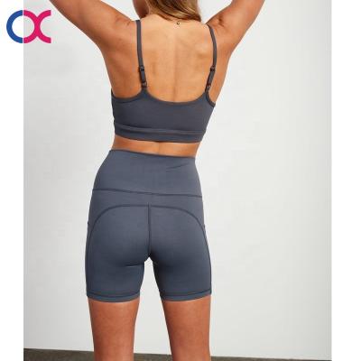 China Wholesale Breathable Two Piece Yoga Sport Set Workout Gym Biker Shorts Sports Bra Sets High Waist Women Yoga Shorts And Bra Sets for sale