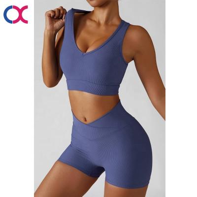 China Breathable Custom Sports Wear Women Yoga Set Sports Bra Active Wear Women Yoga Shorts Sets Fitness Gym Fitness Sets for sale