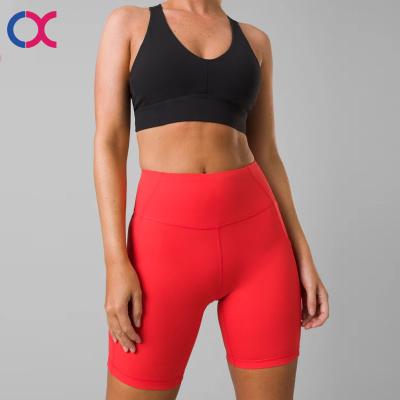 China Breathable Classic High Waisted Bike Shorts Factory Price Pockets Moisture-wicking Side Yoga Shorts For Women for sale