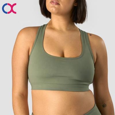 China New Antibacterial Yoga Sports Bra With Logo Removable Padded Support Sports Bra Top Made Women Fitness Tops for sale