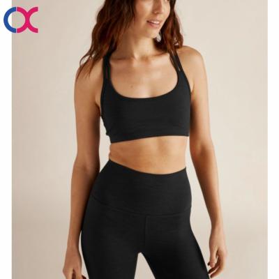 China Breathable Bare Feeling Ribbed Double Straps Active Wear Yoga Running Sports Bra For Women for sale