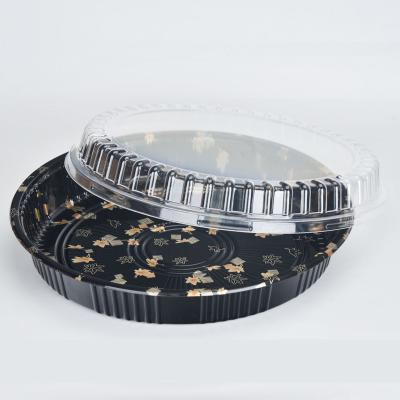 China Custom Printed Sushi Food Round Tray Sushi Serving Packaging Box With Lip for sale