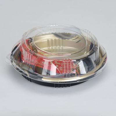 China Recyclable Wholesale Sushi Cardboard Food Packaging Dessert Sushi Cooked Food Packing Box With Clear Lid for sale