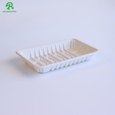 China Recyclable Biodegradable Bamboo Powder Packaging Tray For Meat And Vegetables for sale