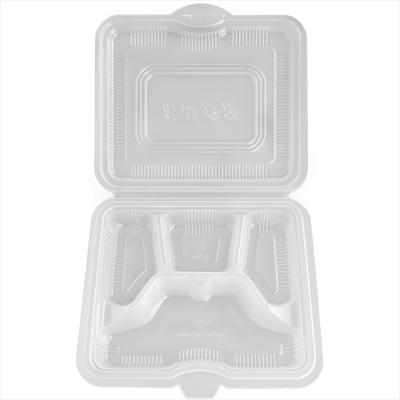 China PP Transparent Clamshell 4 Compartment Plastic Storage Lunch Box for sale