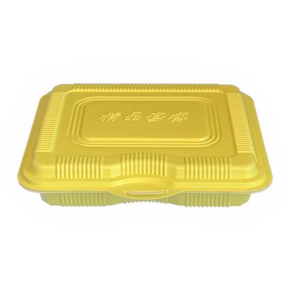 China PP Yellow+ White Disposable Clamshell 4 Compartment Plastic Lunch Box for sale