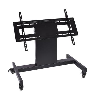 China 32-75 Inch Cold Rolled Steel Flat Panel Led Mobile LCD Bracket Mobile TV Trolley TV Floor Stand Rolling TV Stand With Wheel for sale