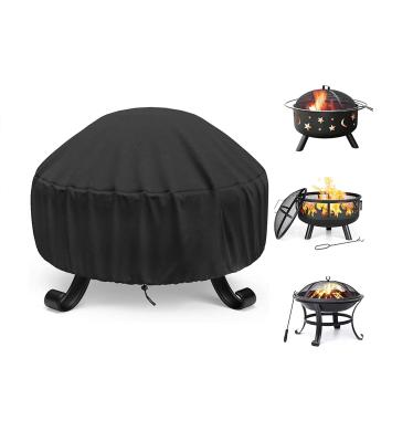 China Cheap Fire Pit Cover 600D Black Round Waterproof PVC Coating Dustproof Patio Stored Around Fire Pit Cover for sale