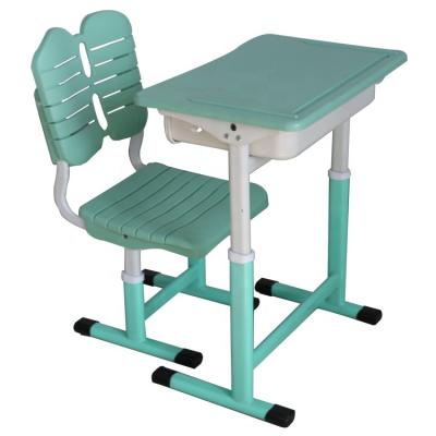 China Popular Used ABS School Furniture Plastic Adjustable Modern Double School Desk And Chair for sale