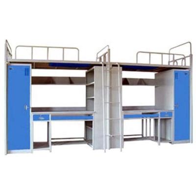 China Bunk Bed Dormitory Metal Attic Bunk Bed With Modern Chinese Desk And Wardrobe Bed for sale