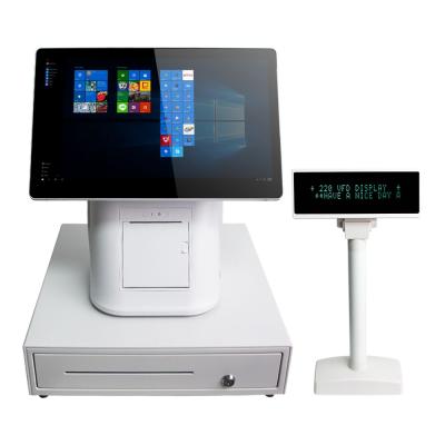 China POS Built In Printer Windows Based Pos System With Dual Screen 80mm Embedded Printer 15.6