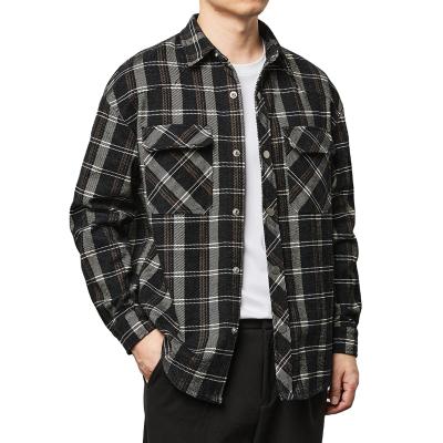 China Autumn Lapel Coat 2021 in breathable men's plaid jacket shirt men's worsted for sale