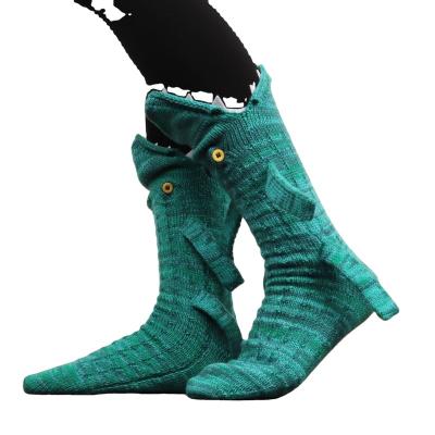 China QUICK DRY Foot Eating Funny Crocodile Socks Knitted Cartoon Animal Bumps Funny Floor Socks for sale