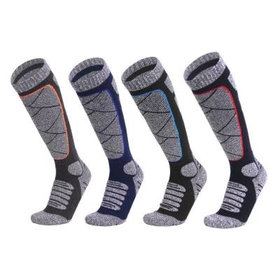 China Breathable Premium Wool Ski Socks Knee High Winter Skiing Boots Outdoor Sports Warm Reinforced Toe Socks for sale