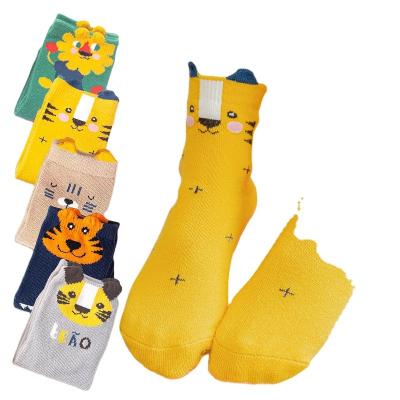 China Breathable Cartoon Animal Designs Kids Socks Cute Tiger Printed Children Socks Pattern Boys/Girls Socks for sale