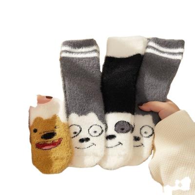 China The other Coral Velvet Thickened Socks Cute cartoon bear pattern spring bumps Mid-calf Panda Print Socks for sale