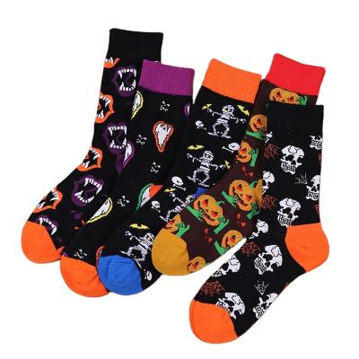 China Halloween Pumpkin Pattern Socks QUICK DRY Skull Halloween Socks Creative Print Halloween Socks for sale