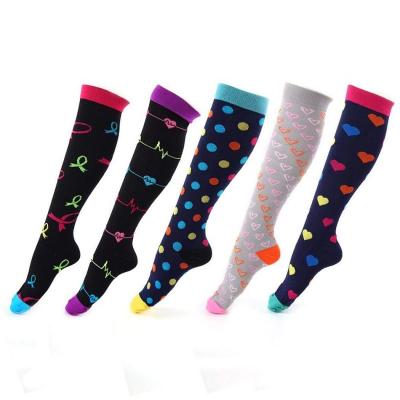 China Custom Cotton Knee High Running Socks Polka Dot Pattern Socks Unisex Christmas Printed Socks for sale