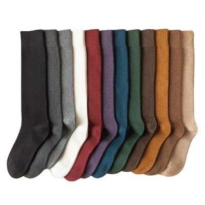 China Autumn Thin Cotton Women Over Knee High Socks Pure Color Tube Winter Socks for sale