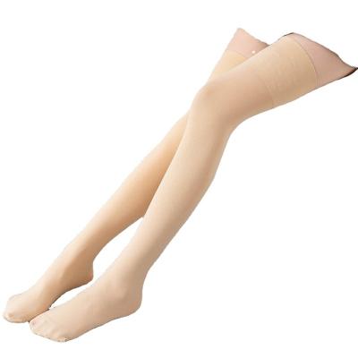 China Antibacterial anti-slip thigh high silicone knee jars women's medium thick flesh-colored silk stockings for sale