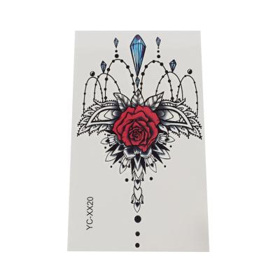 China OEM Woman Body Woman Body Tattoo Stickers Temporary Sexy Clavicle Position Red Flower Sticker Tattoo for sale