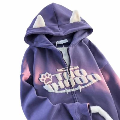 China Streetwear Clothing manufacturers custom Puff Print Heavy Cotton Hoodies Oem Blank Breathable Sweatshirt Zip Up Hoodie Custom Manufacturer for sale