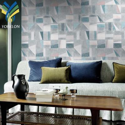 China YKEAX 169 custom interior decoration 3D modern brick wall geometric bedroom wallpaper for sale