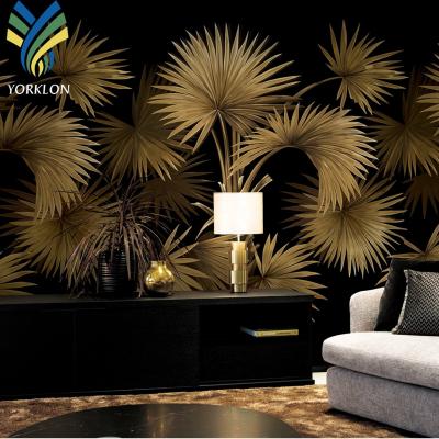 China YKEX 066 Modern Beautiful Jungle Wallpaper Classic Gold Flower Sticker Wallpaper For Hotel Wall for sale