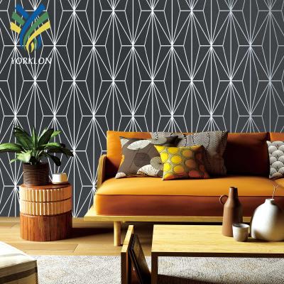 China Custom Decoration Modern 3d Modern Non Adhesive Home Living Room Roll Geometric Metallic Nonwoven Wallpaper for sale