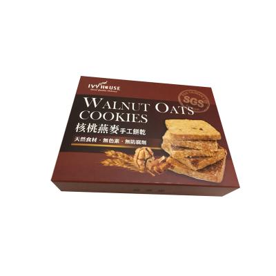 China Natural Hot Selling Soft Snack Cookie Box Packing Walnut Semi-hard Oatmeal Handmade Cookies for sale