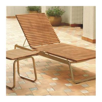 China Modern Wooden Outdoor Furniture Leisure Reclining Stainless Steel Frame Chair And Side Table for sale