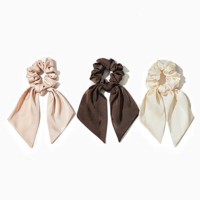 China Pretty Lady Fashion Girl Elastic Champagne Color Hair Scrunchies Solid Fashional Hair Ties Long Scrunchies For Women for sale