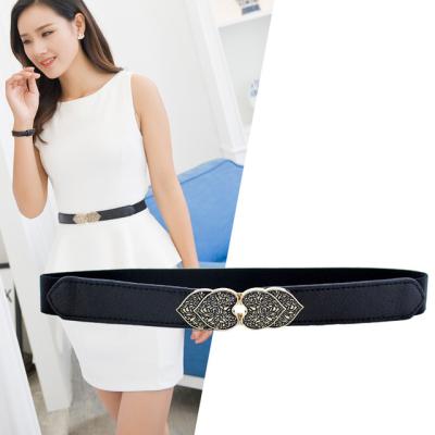 China 2020 Valentine's Day 2.8cm Double Width Diamond Heart Buckle Ladies Elastic Cloth Convenient Belts for sale