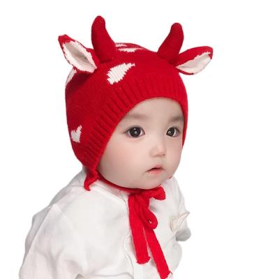 China COMMON Cute Knitted Infant Baby Beanie Hat Toddler Beanie Warm Earflap Winter Hat Christmas Girls Boys Hat for sale