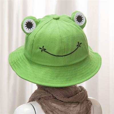 China New Soft Comfortable Cute Frog Letter Bucket Hat Women Cover Up Fisherman Hat For Kids Sunscreen Summer Going Out Adult Hat for sale