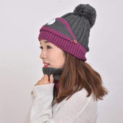 China New SAIJE Winter Fashion Soft Comfortable Scarf Hat 3 in 1 Winter Hat Wool Cap for Ear Protector for sale