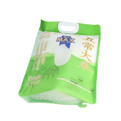 China Custom Moisture Proof Rice Bag 5 Kg Laminated Material Polypropylene Plastic Sack Rice Packing 10 Kg 25 Kg Bag With Handle for sale