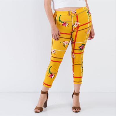 China 2021 Hot Selling Anti-Wrinkle High Quality Floral Printing Pants For Women Shapes Color High Waist Bright Pants for sale